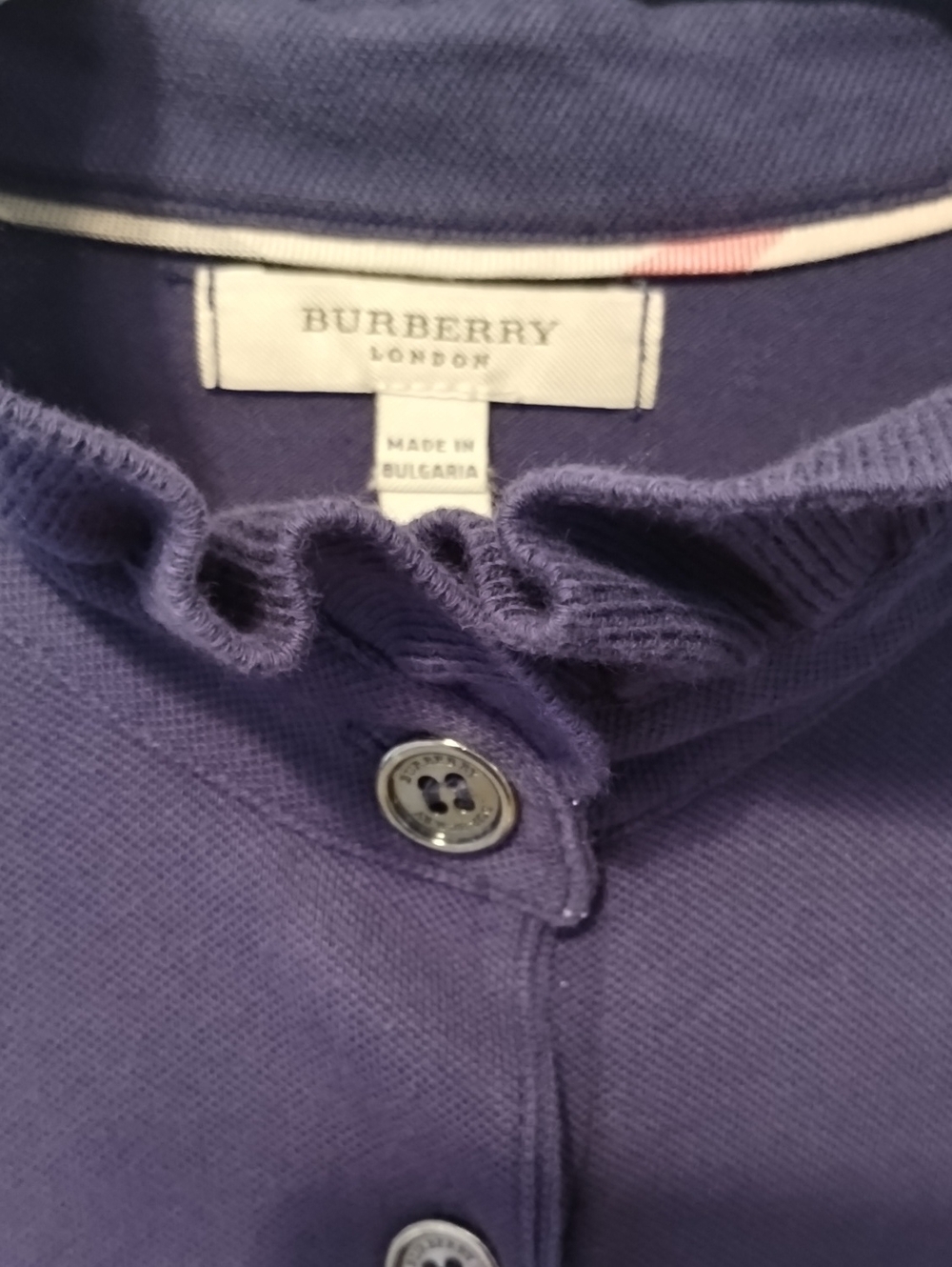 Burberry Blue Ruffled Collar Polo Shirt